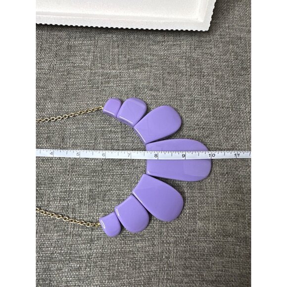 Purple Statement Necklace With Gold Tone Chain & Adjustable Clasp Women Fashion - Picture 4 of 4